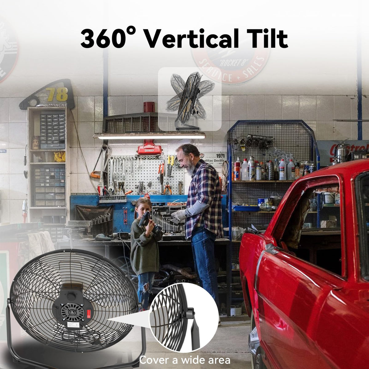 20 Inch 3 Speed 360-Degree Tilt High Velocity Floor Fan E536156