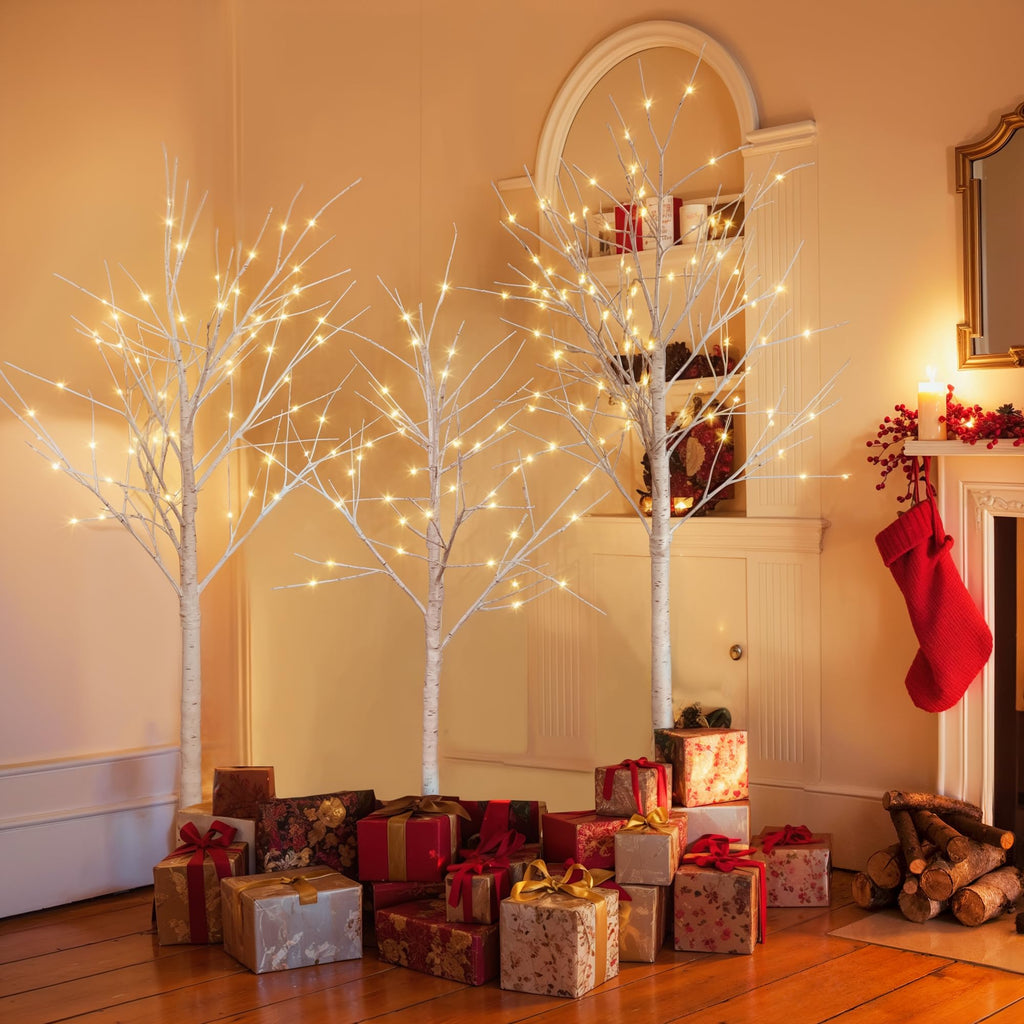 White Birch Tree Set with 246 LED Lights F317159
