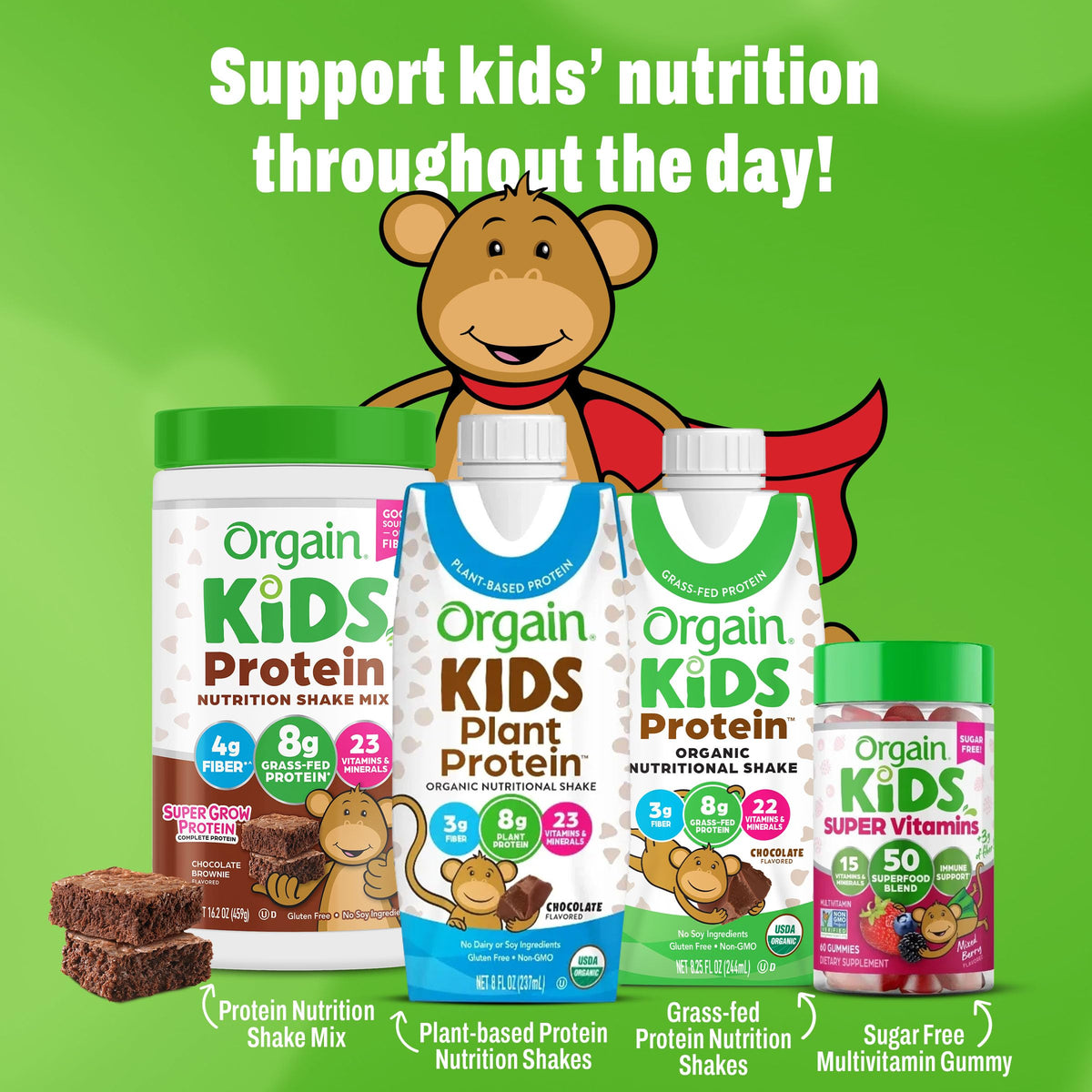 Organic Vegan Kids Protein Shakes Chocolate 8 Fl Oz 12 Pack G3307