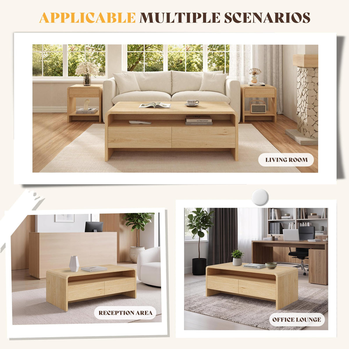 3-Piece Coffee Table Set with 2 End Tables K66429
