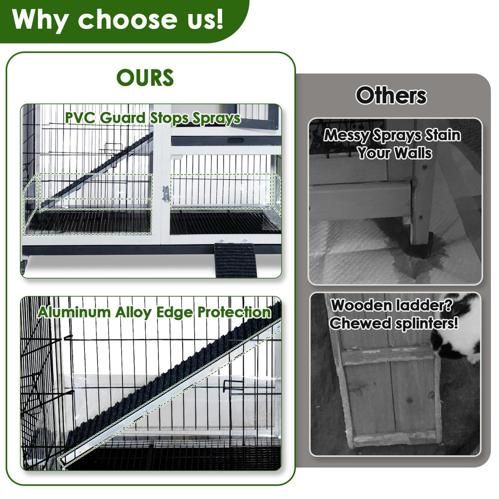 White Indoor Outdoor Rabbit Hutch with Tray U558143