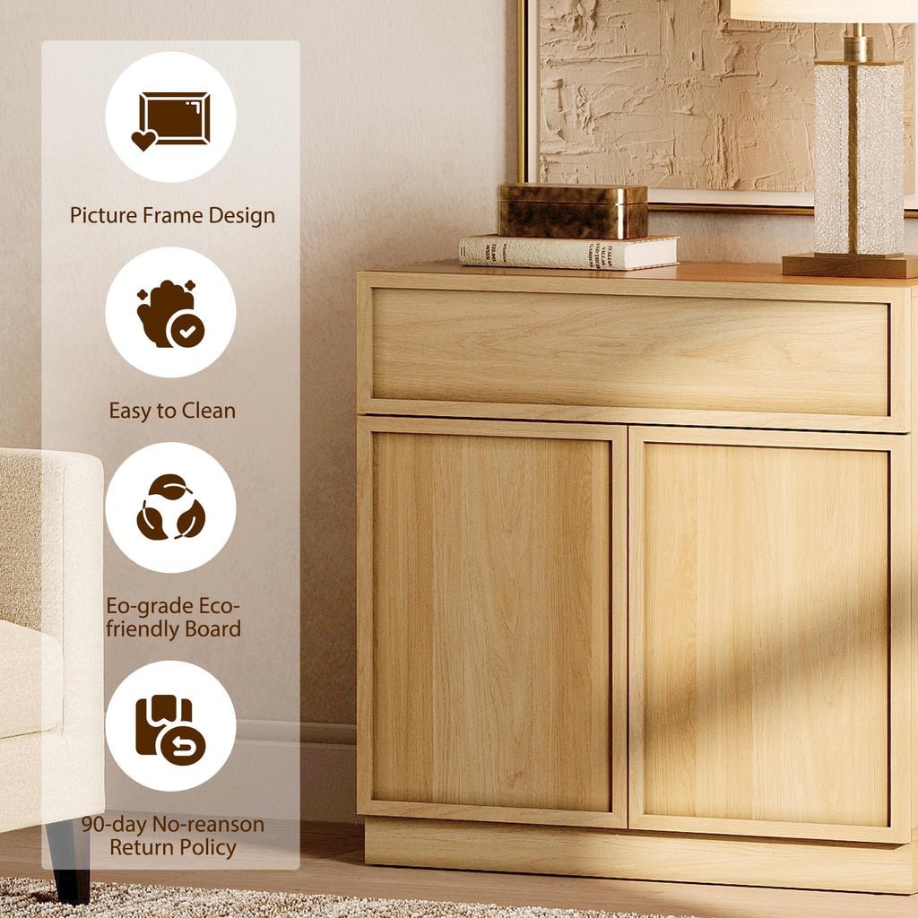 Oak TV Stand with 8 Doors and Drawers J2329