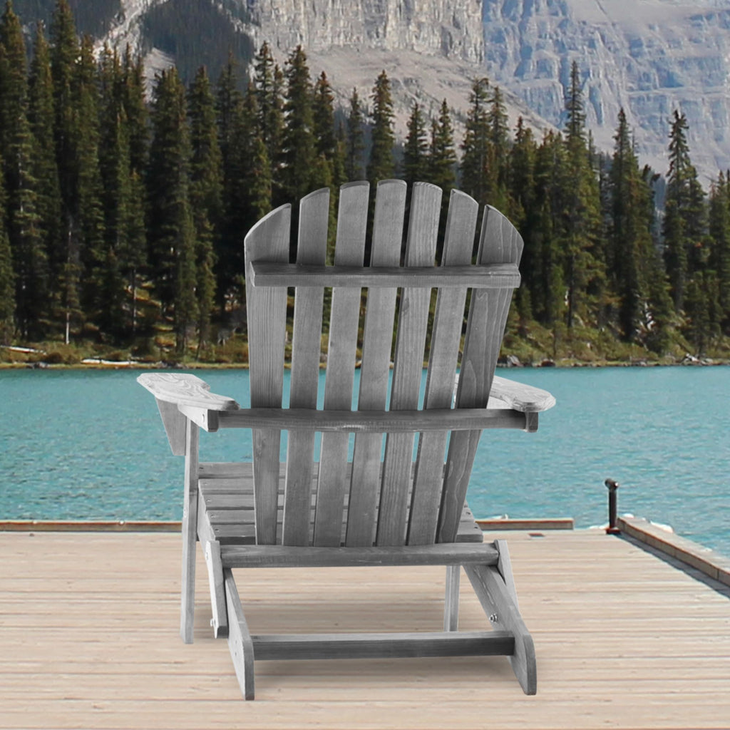 Wood Folding Adirondack Chair Set of 2 Solid Cedar M218