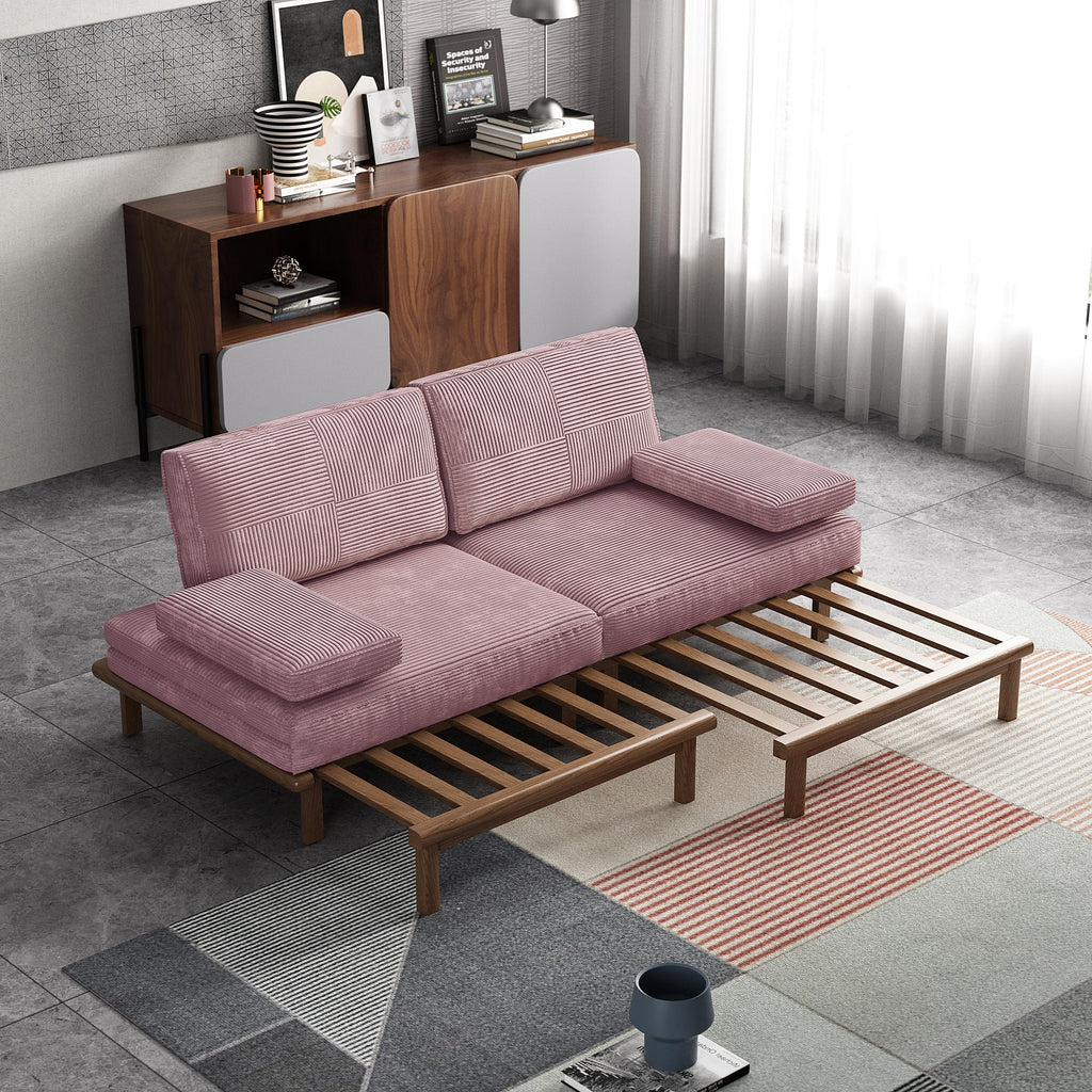 78.7" Pink Velvet Sofa Bed Y3251