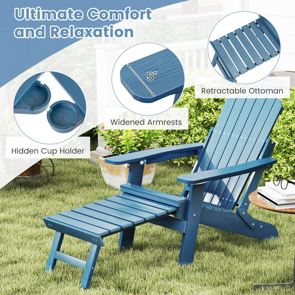 Folding Adirondack Chair with Adjustable Backrest and Ottoman F5652
