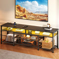 63 Inch TV Stand with Power Outlets & LED Lights, Black W252516