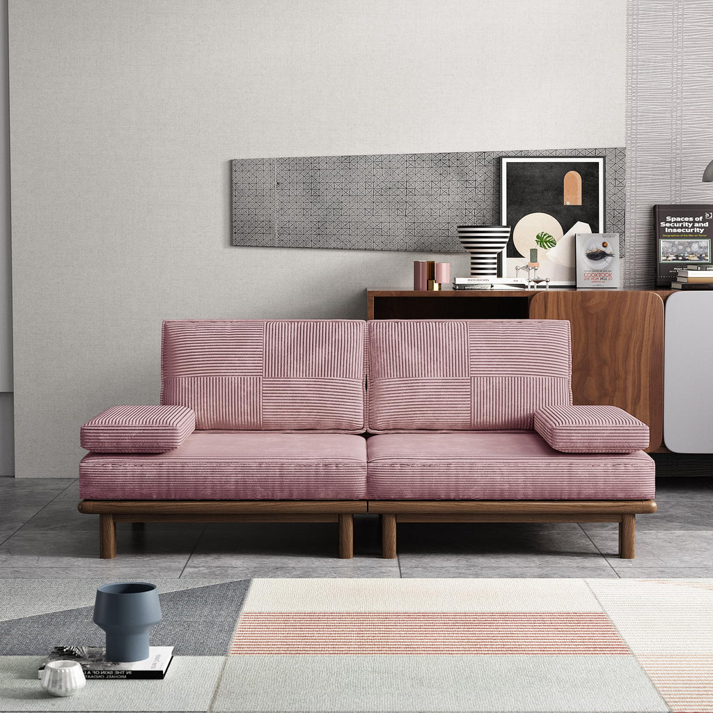 78.7" Pink Velvet Sofa Bed Y3251