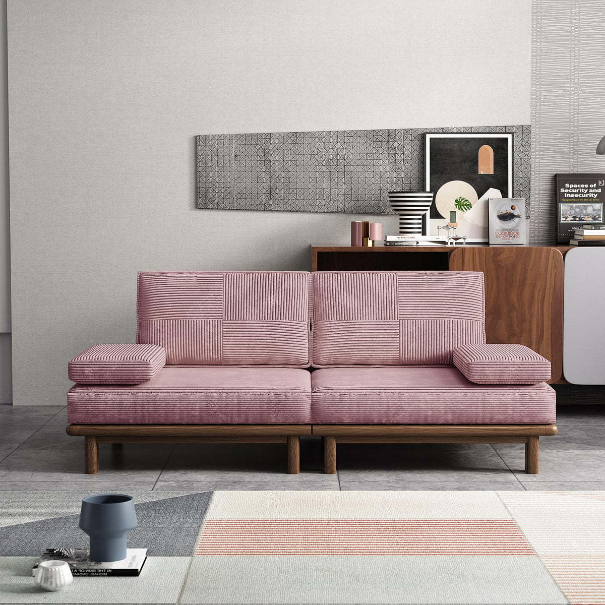 78.7" Pink Velvet Sofa Bed Y3251
