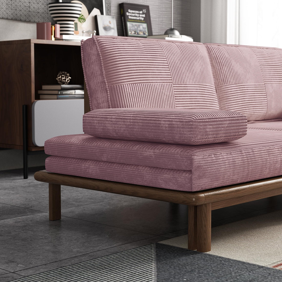 78.7" Pink Velvet Sofa Bed Y3251