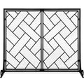 Black 2-Panel Wrought Iron Fireplace Screen K309