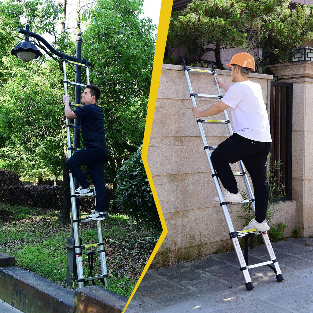 8.5 FT Aluminum Telescoping Ladder 330lbs R367