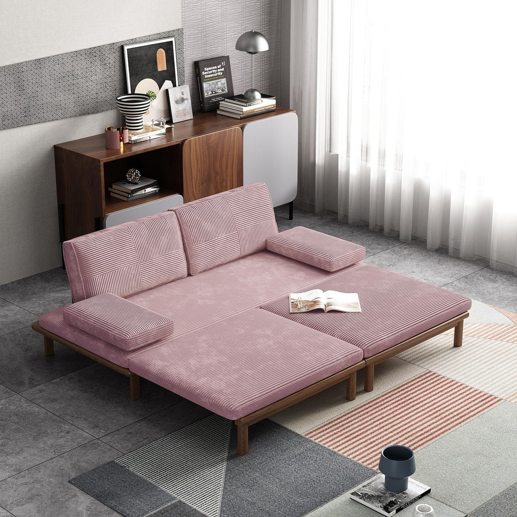 78.7" Pink Velvet Sofa Bed Y3251
