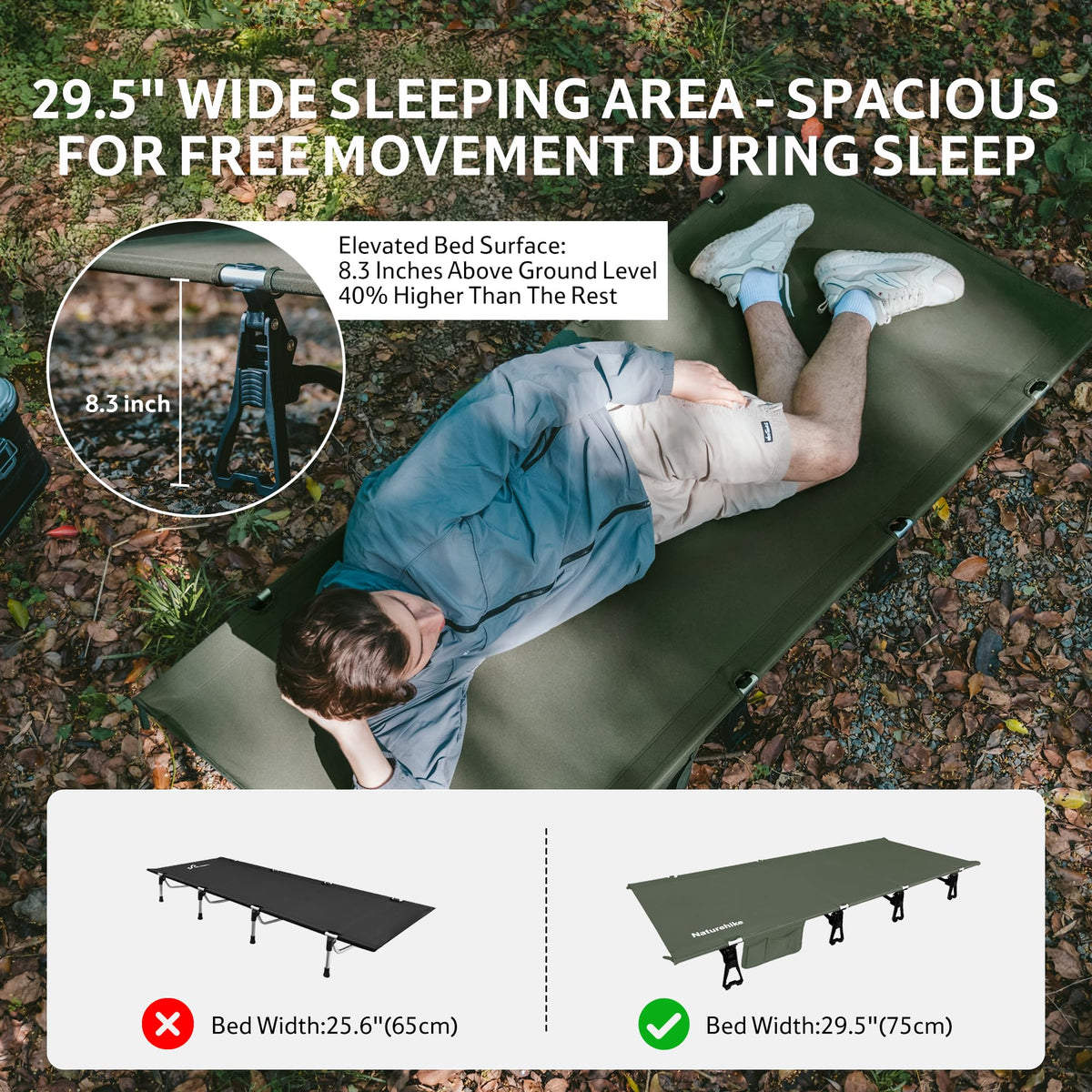 Extra Wide Folding Lightweight Camping Cot Bed E403453