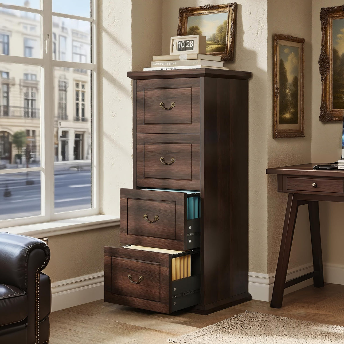 4 Drawer Dark Walnut File Cabinet N59920