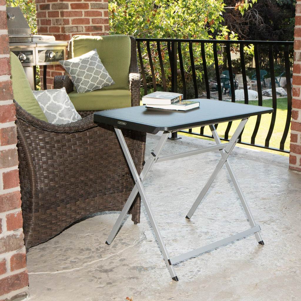 Small Folding Table, Portable Plastic Black 30 Inch D4395